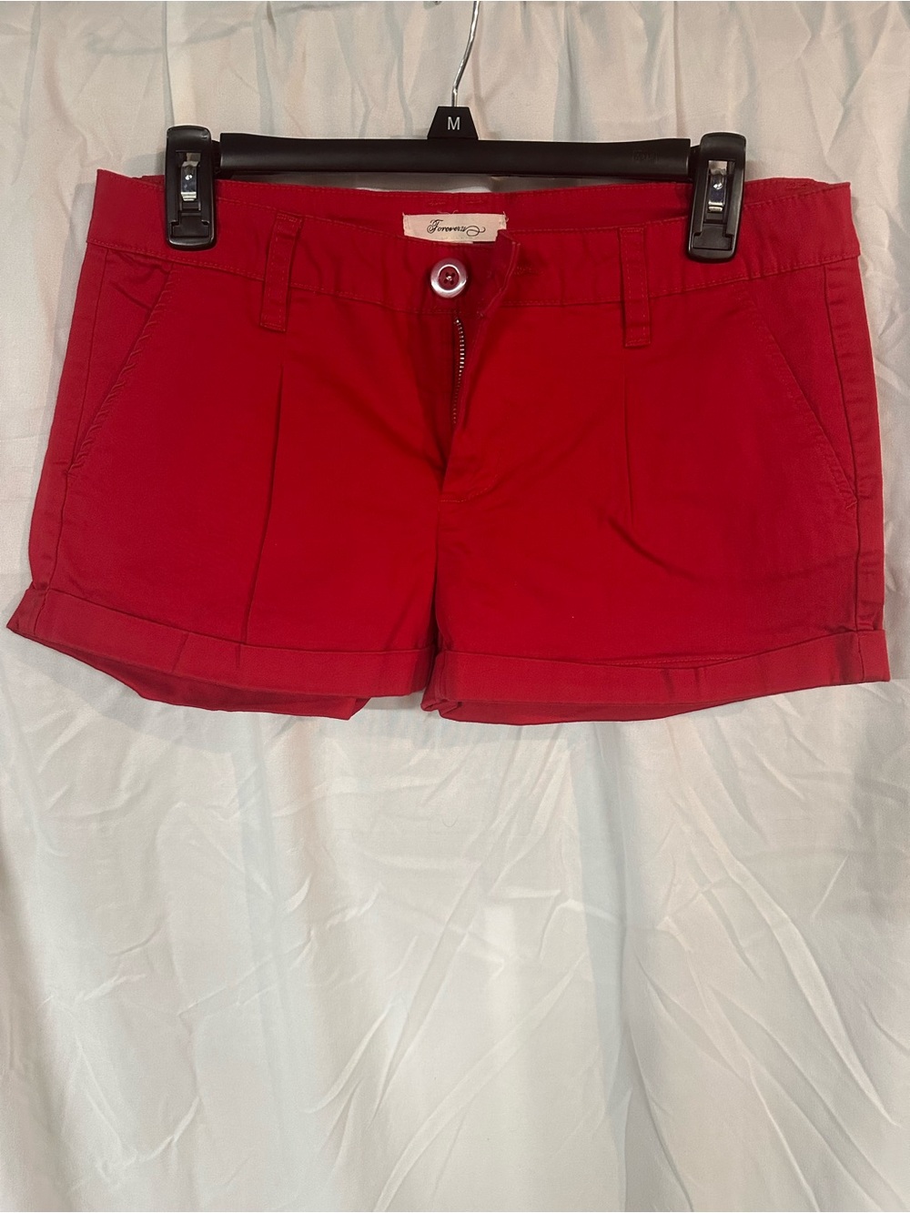 Forever 21 Red Women's Cotton Cuffed Shorts